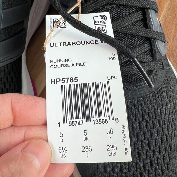 Adidas Ultrabounce  Running Athletic Shoe Sz 6.5US Black Lucid Fuchsia HP5785 - Picture 2 of 12